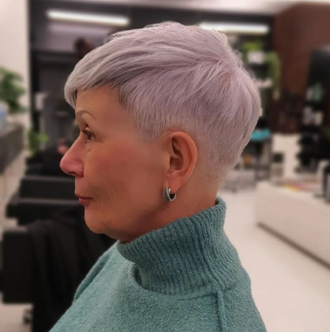 60+ Very Short Lavender Gray Cut