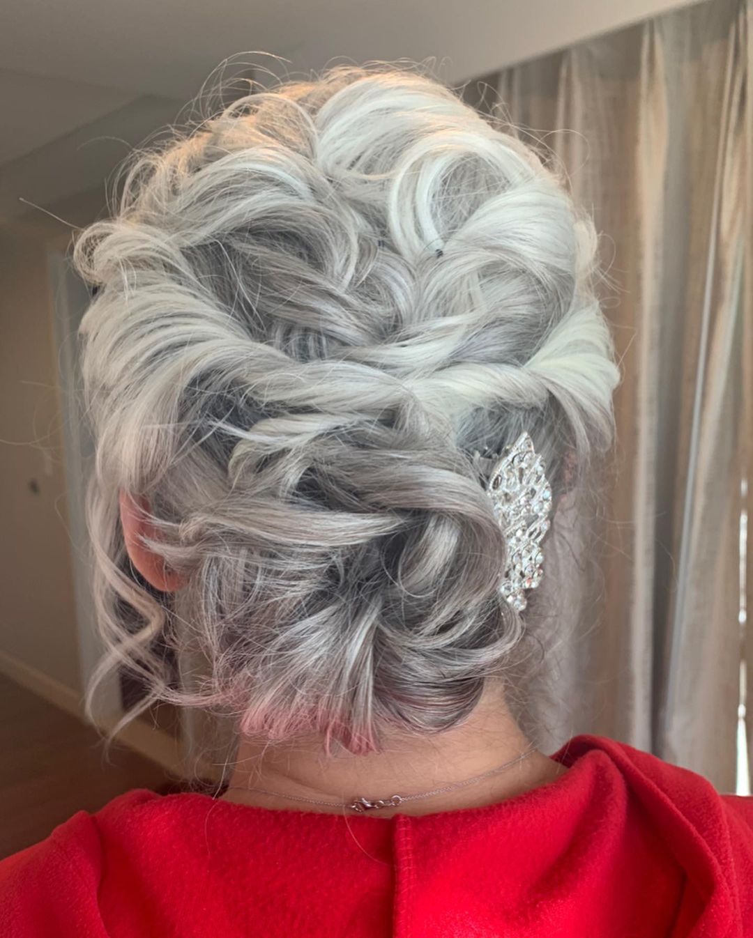 Curly Gray Updo for Mother-of-the-Bride