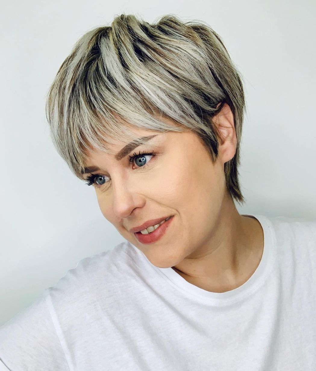 Black-and-Blonde Layered Pixie