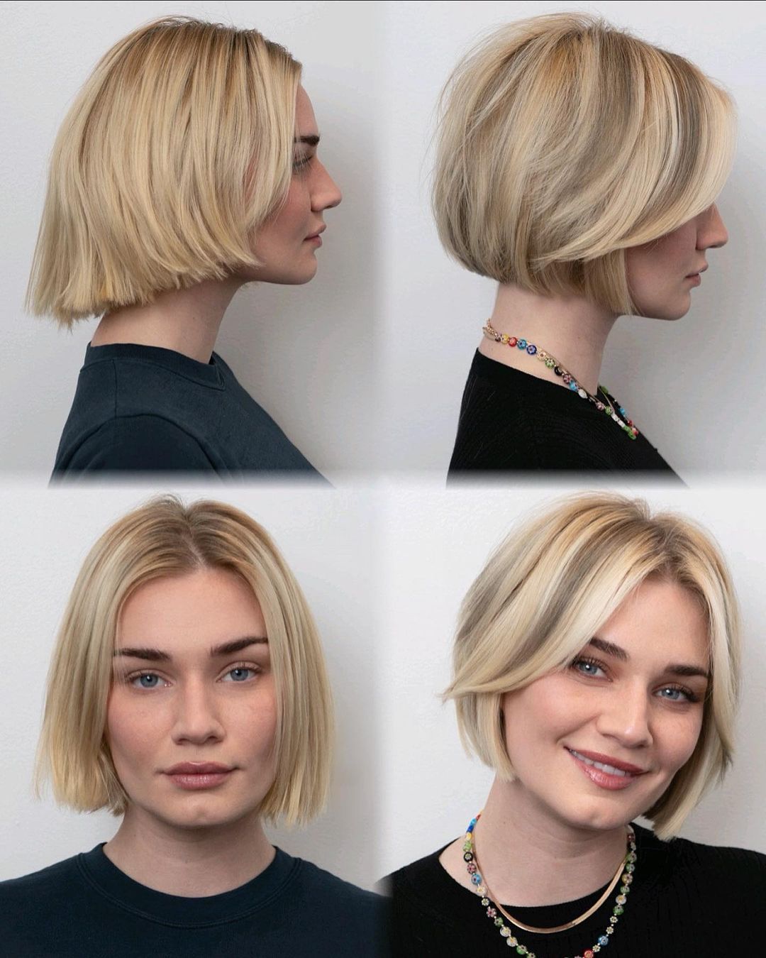 Short Bob with Long Curtain Bangs