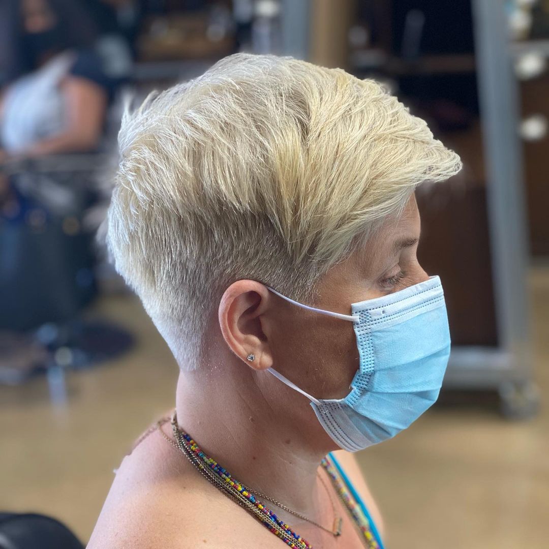 Short Blonde Undercut Over 60