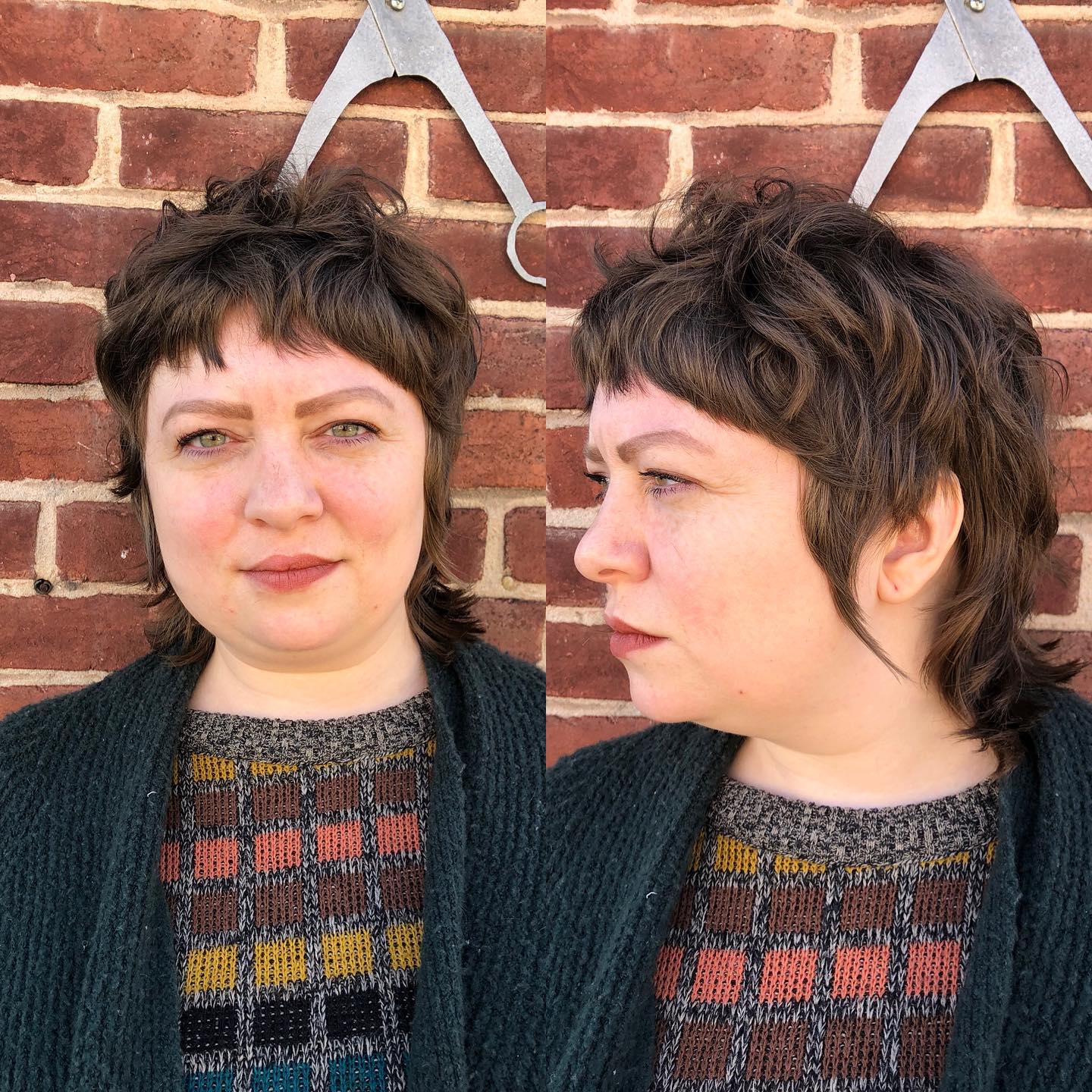 Choppy Mullet with Baby Bangs to Look Slimmer