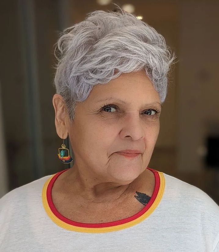 Long Top Short Sides Gray Hairstyle for Seniors