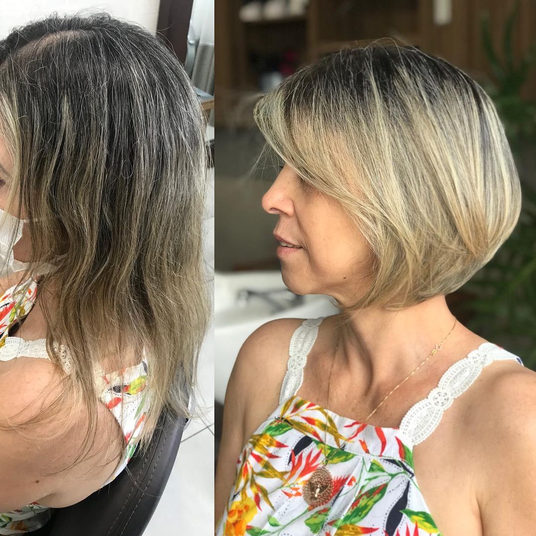 Blonde Hair with Shadow Roots to Cover Grays