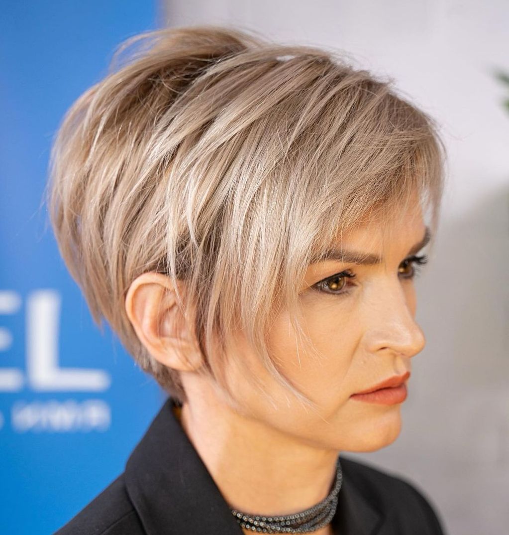 Long Layered Pixie for Women Over 40