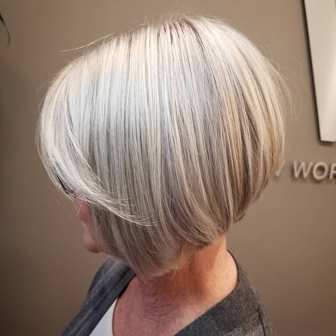 Sleek Inverted Silver Bob Over 60