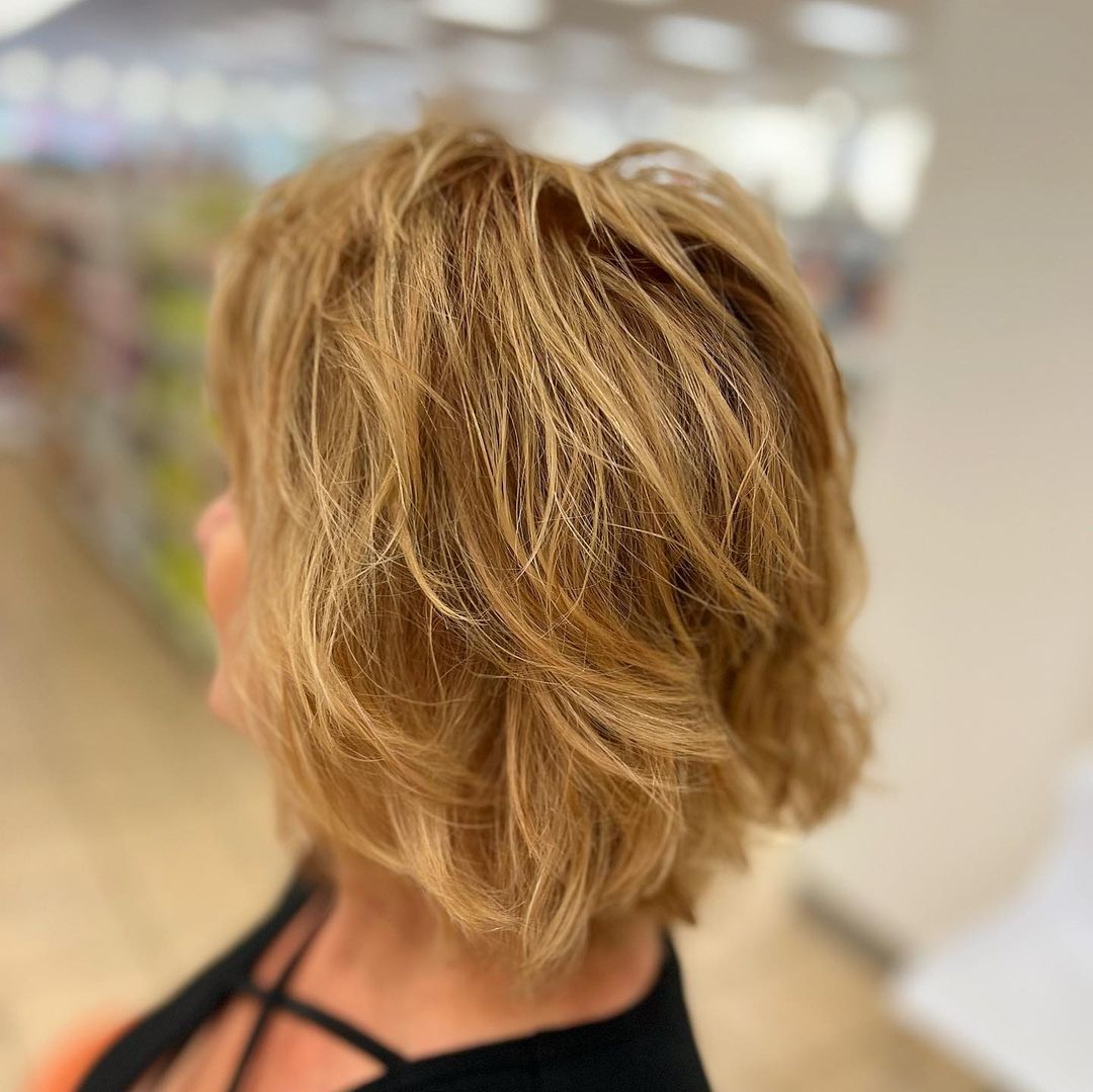 Golden Bronde Bob with Shaggy Layers