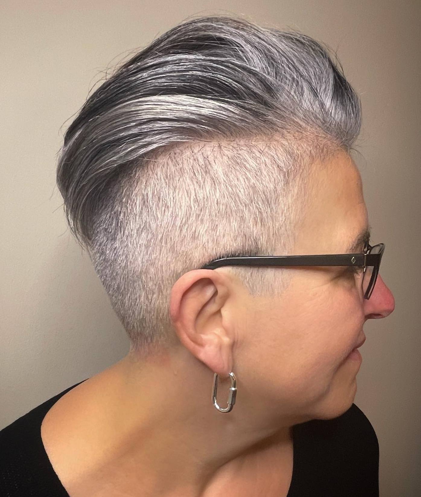 Short Gray Undercut with Glasses