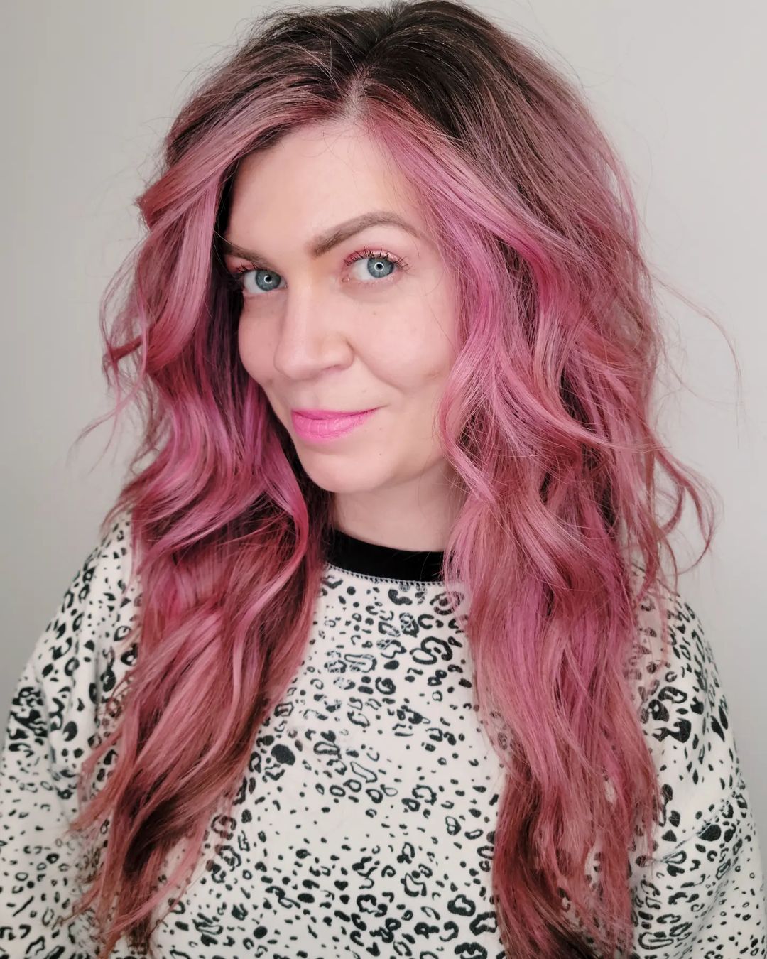 Long Wavy Pink Shag Over 40